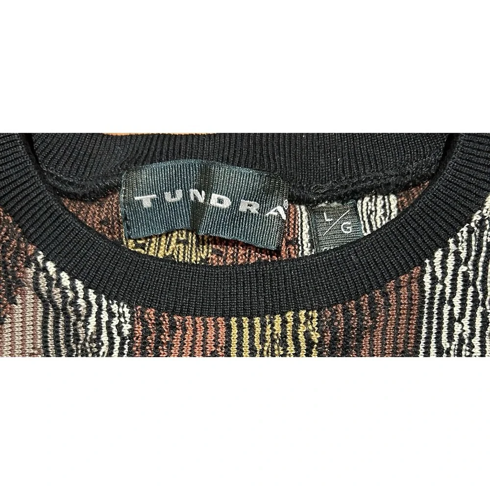 TUNDRA CANADA‎ Sweater Sz Large Textured Ribbed 3D Cotton BIGGIE Hip Hop 80's